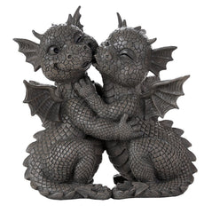 Pacific Giftware front view of dragon couple statue showing romantic pose and outdoor charm