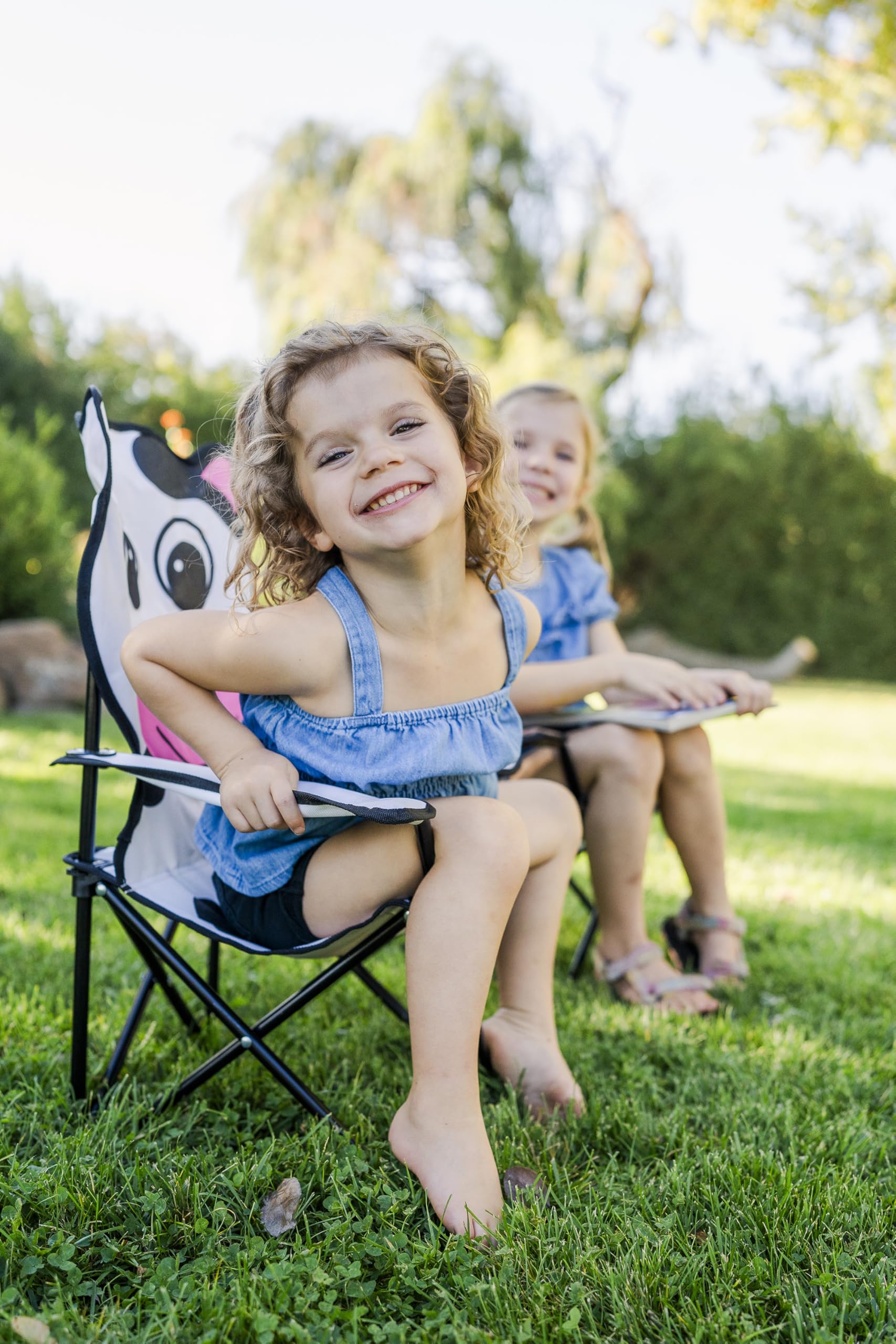 Pacific Play Tents Milky the Cow side profile highlighting solid frame and padded back