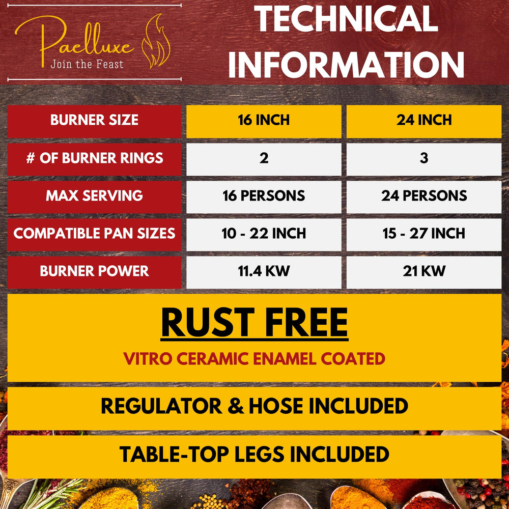 Paelluxe tabletop setup with paella pan cooking, perfect for small gatherings