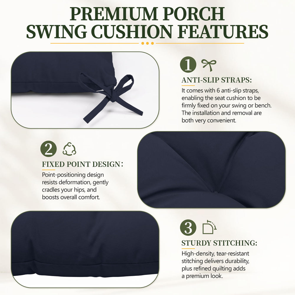 Pakunoda cushion on wooden swing demonstrating improved seating comfort outdoors