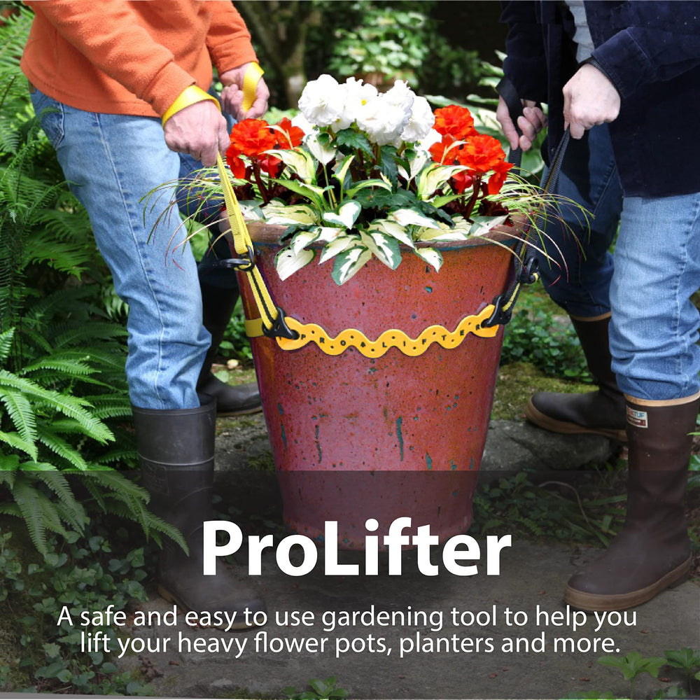 PALE Trading Co. ProLifter used by two people lifting a heavy planter safely