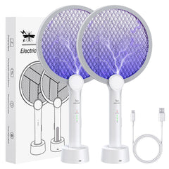 PALONE electric fly swatter front view showing sleek racket design and controls for quick targeting