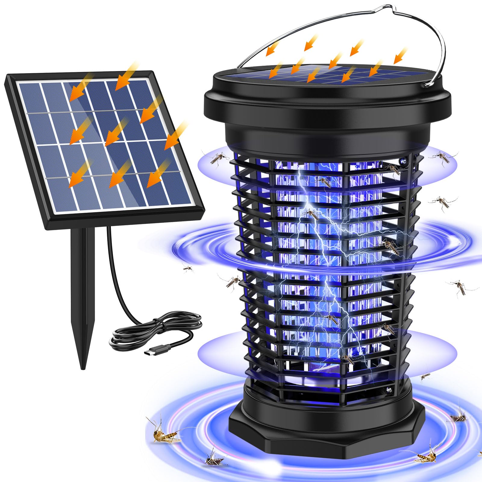 PALONE front view showing unit and ground solar panel for versatile placement and protection