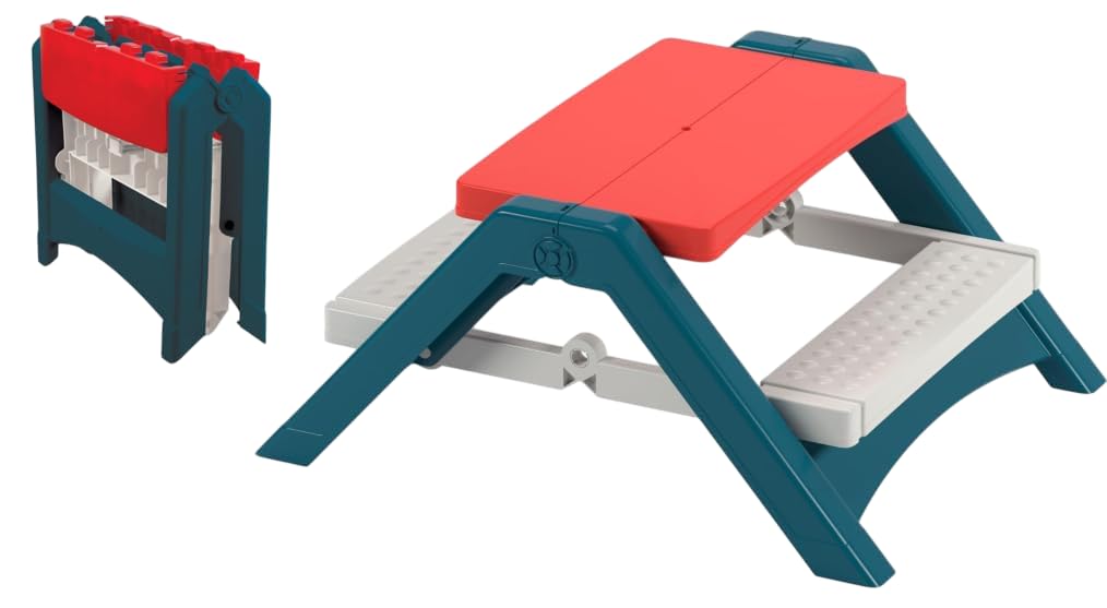 PalPlay front view picnic table showing red white blue finish and stability