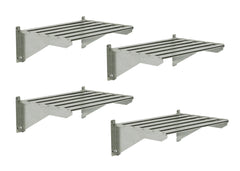 Palram shelf front view showing sturdy aluminum surface and storage benefit