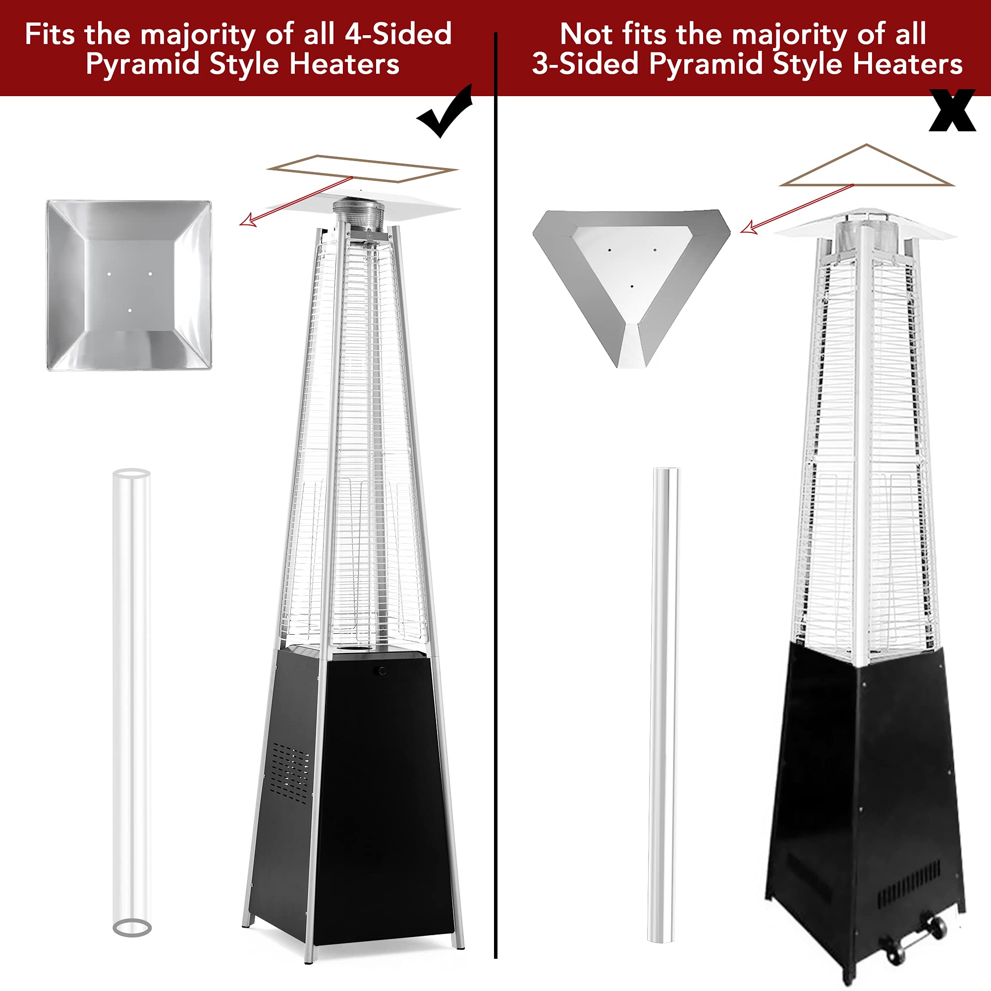 PAMAPIC glass tube installed in pyramid heater demonstrating easy replacement