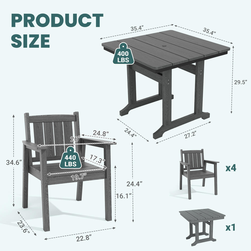 Pamapic tabletop top view highlighting 1.7-inch umbrella hole for shade