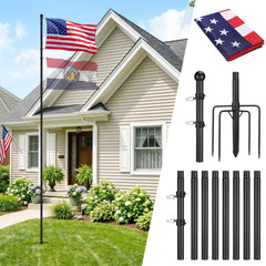 PAMASE front view of full kit showing pole and flag for quick backyard installation benefit
