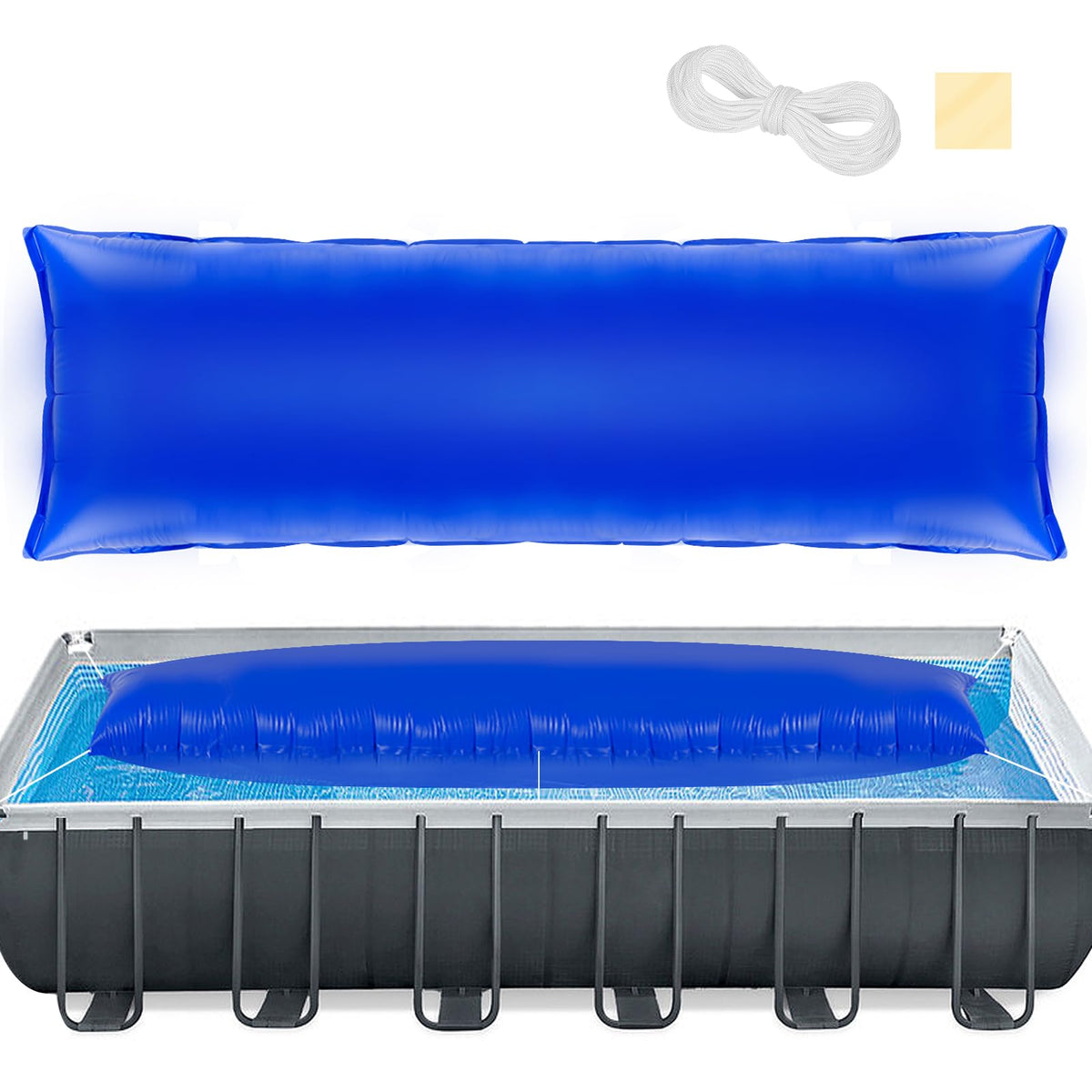 PAMASE inflated pool pillow front view showing large size and stable support