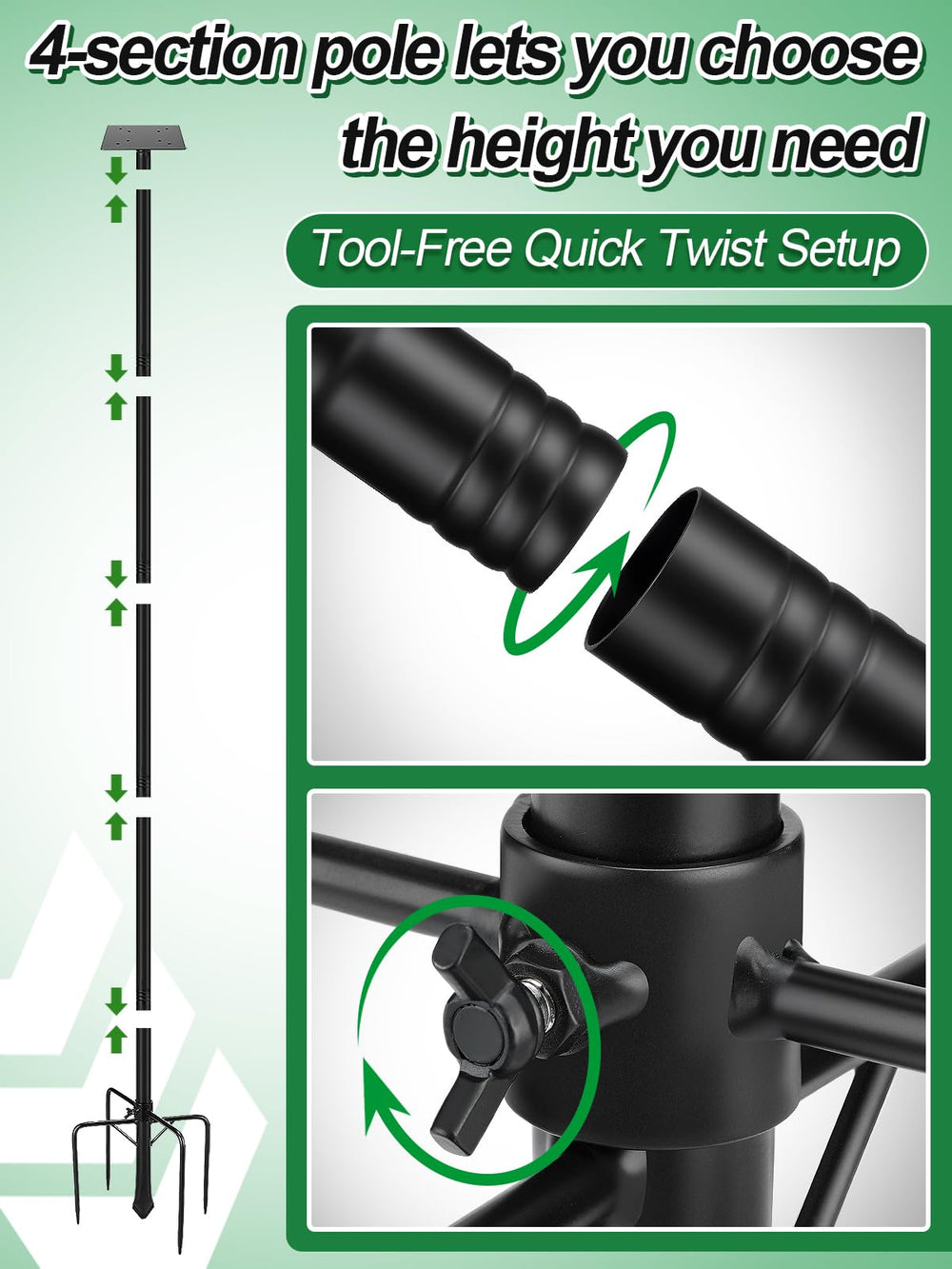 PAMASE height-adjustment with splice joints illustrating customizable pole height