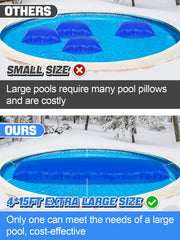 PAMASE pillow placed under cover in pool center preventing cover sagging