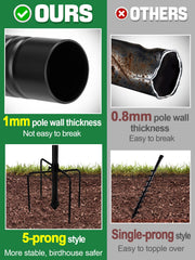 PAMASE pole in backyard with two feeders showing reliable bird-watching setup