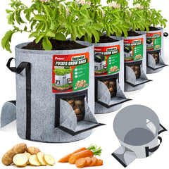 PAMAZY front view of four 15-gallon grow bags showing set advantage