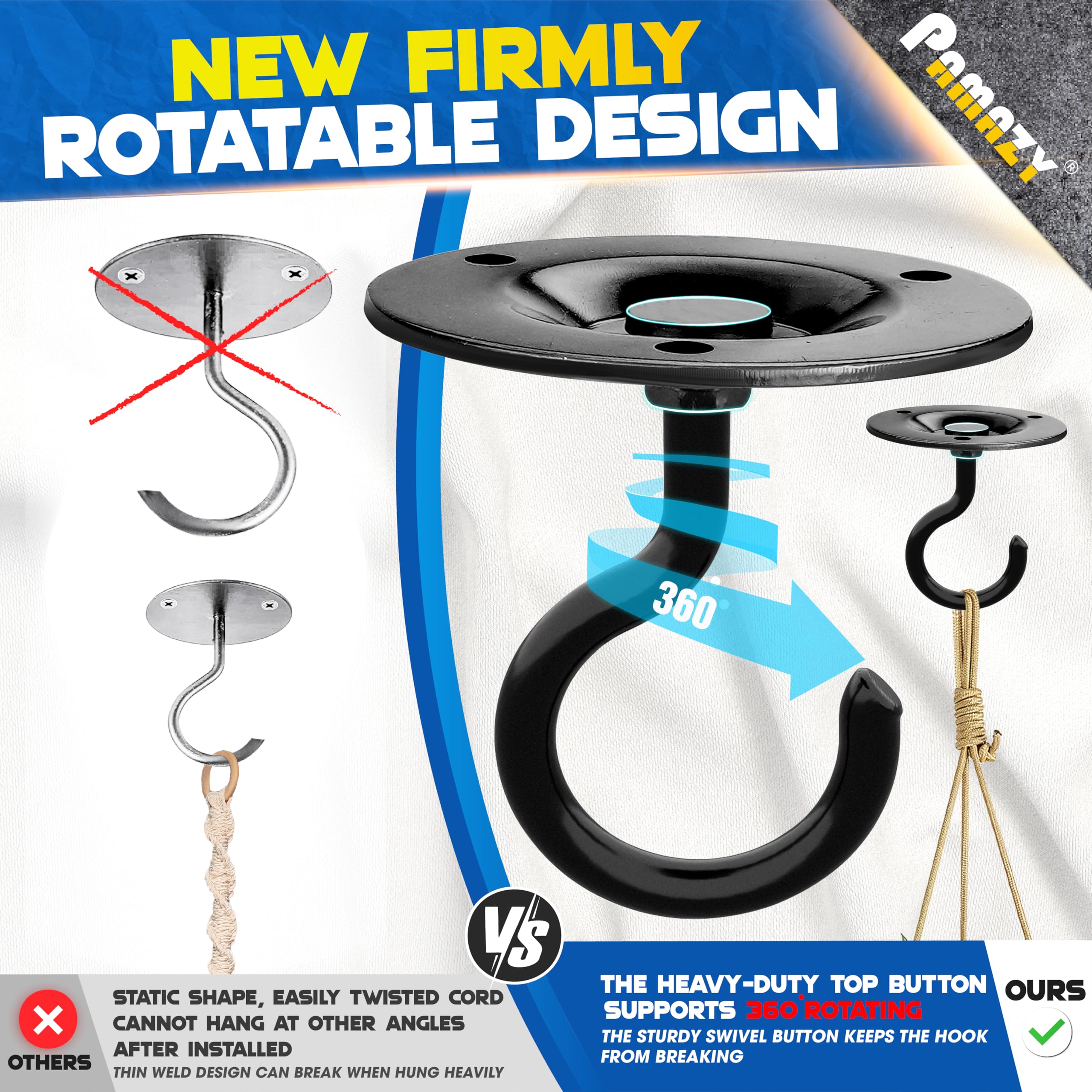 PAMAZY mounted hook hanging a large plant demonstrating secure outdoor use