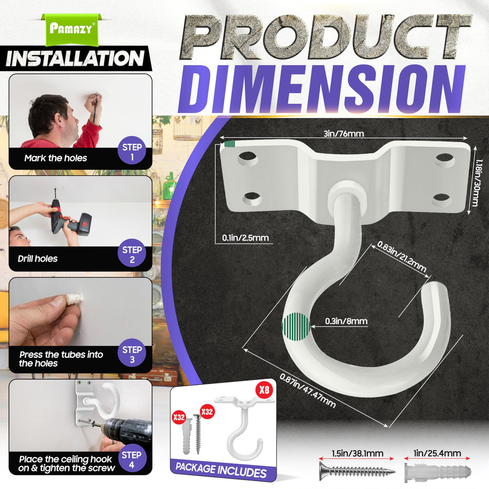 PAMAZY hooks holding hanging plants illustrating stable, rust-resistant performance