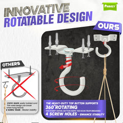 PAMAZY swivel eye detail demonstrating 360-degree rotation for tangle-free hanging