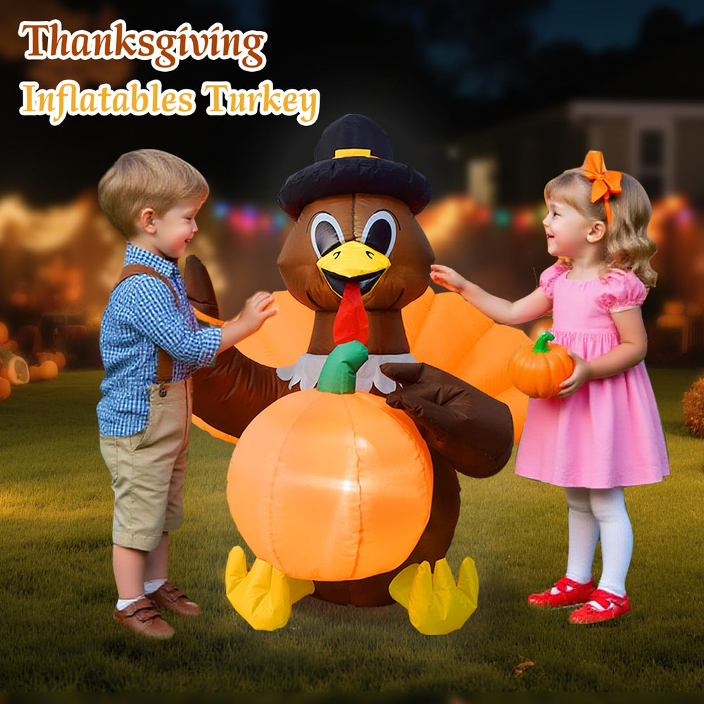 Pamir turkey on a lawn with other fall decor, boosts holiday atmosphere
