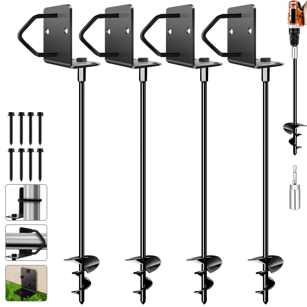 Pamofuper anchors holding down a backyard shed for added security