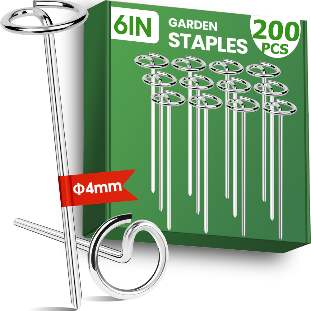 Pamofuper front packaging showing 200pcs and 6-inch staples for reliable anchoring