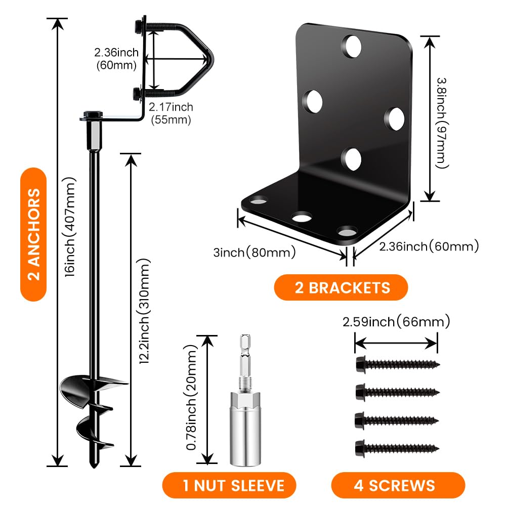 Pamofuper anchor partially screwed into soil demonstrating reliable in-ground hold