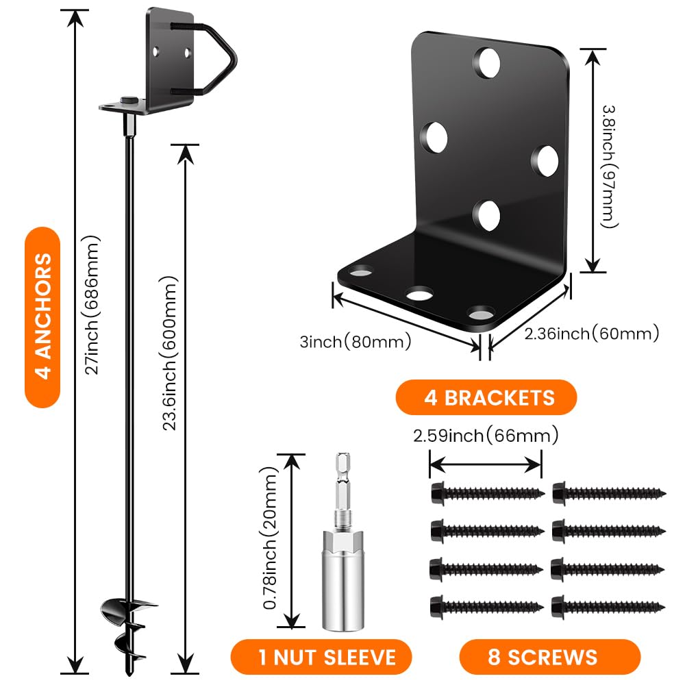 Pamofuper anchor installed on a trampoline leg improving wind stability