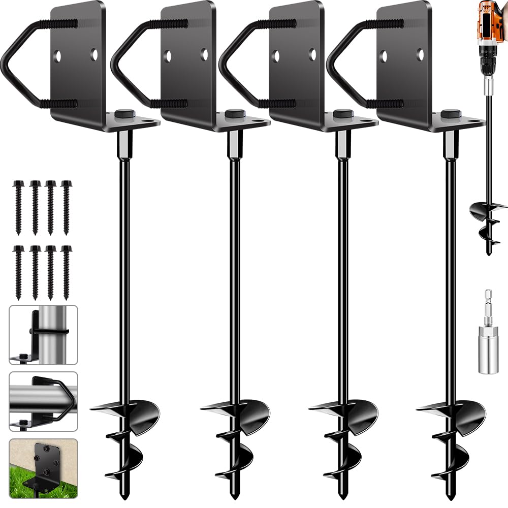 Pamofuper anchors next to ruler showing 14-inch depth for reliable anchoring