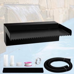 Pamopamo front view of spillway showing sleek black stainless finish and visual appeal