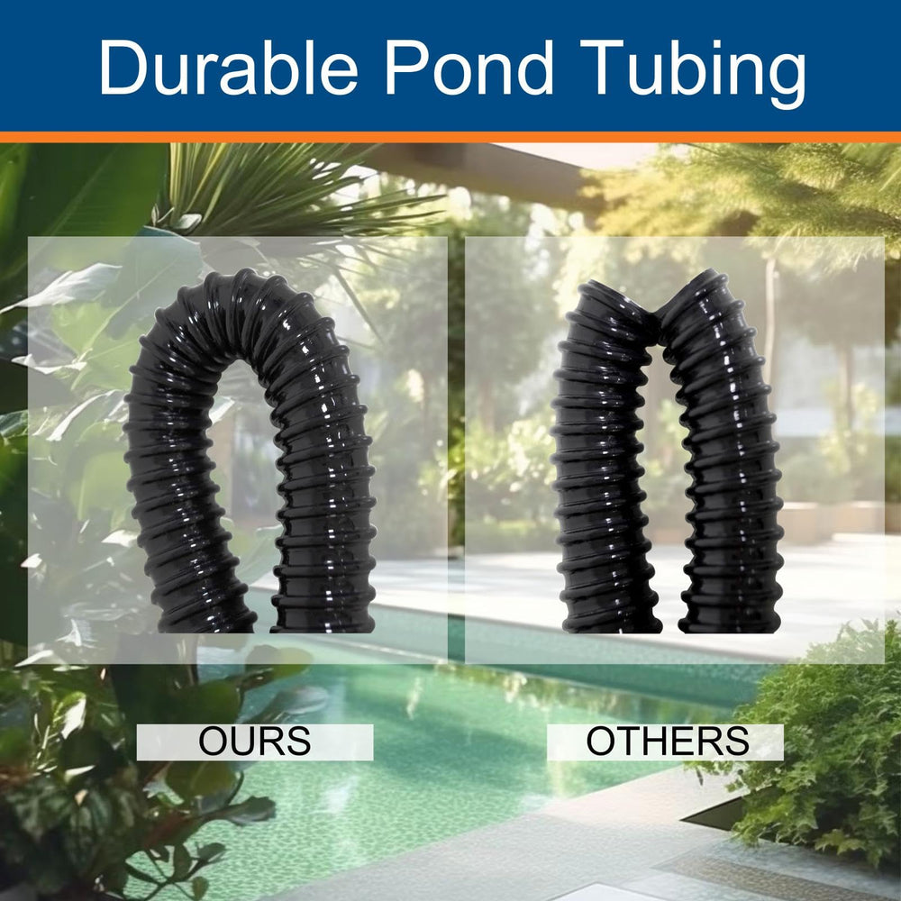 Pamopamo tubing next to ruler showing 20ft length and easy cutting benefit