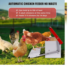 PAMUNULA feeder beside a measuring scale demonstrating 15lb capacity, fewer refills benefit