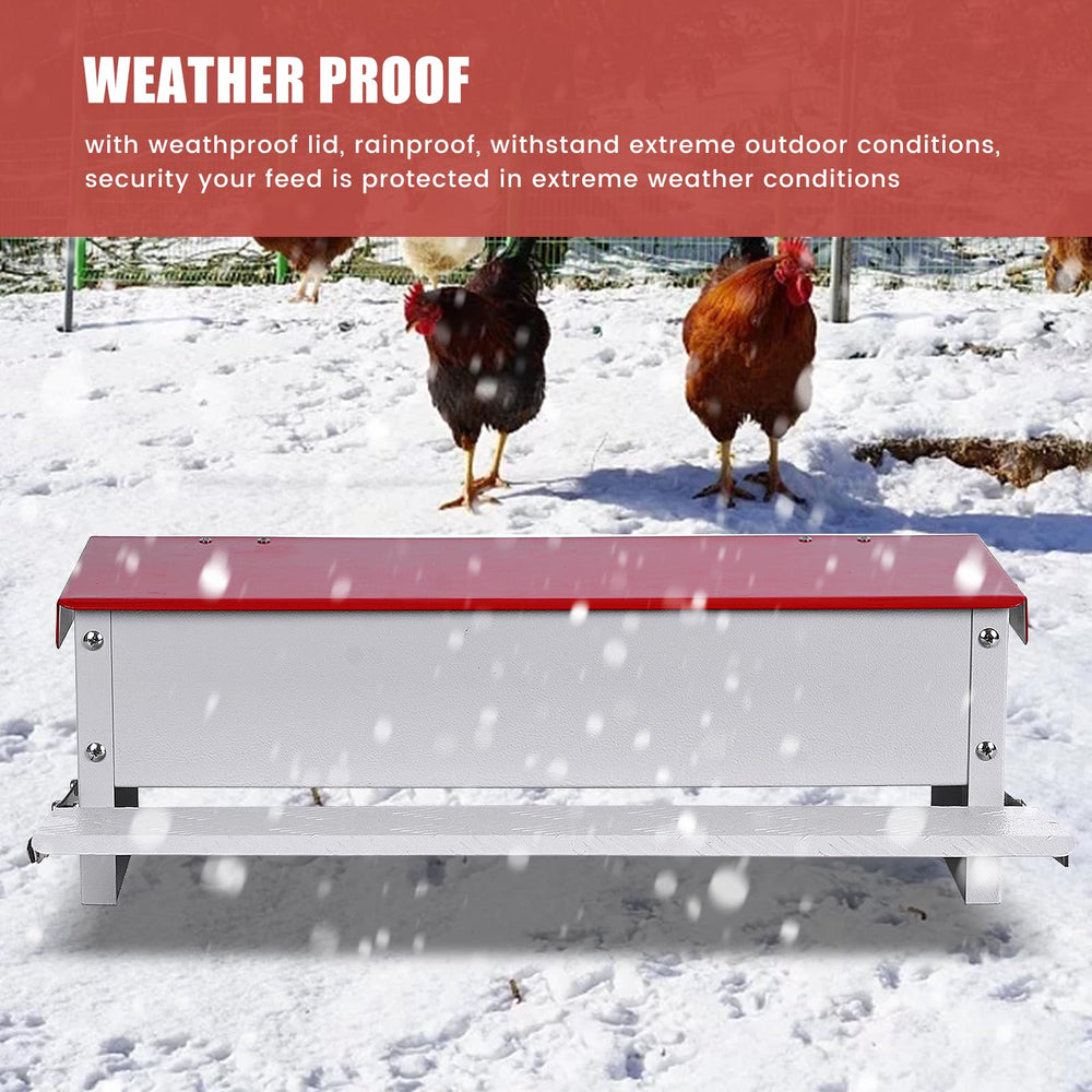 PAMUNULA metal scoop beside feeder ready for refills, makes filling quick and accurate benefit