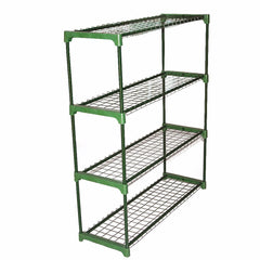 Panana front view of both 4-tier racks showing organized plant trays and easy access