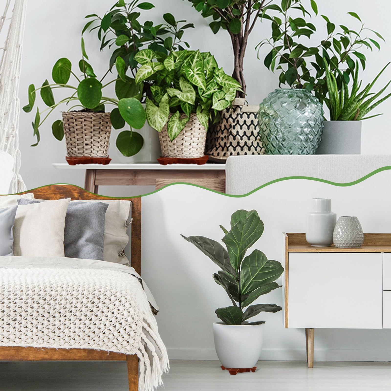 Panelee risers holding multiple pots on balcony demonstrating tidy display and airflow