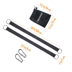 PANGAEA straps wrapped around tree trunk demonstrating secure, bark-friendly hold