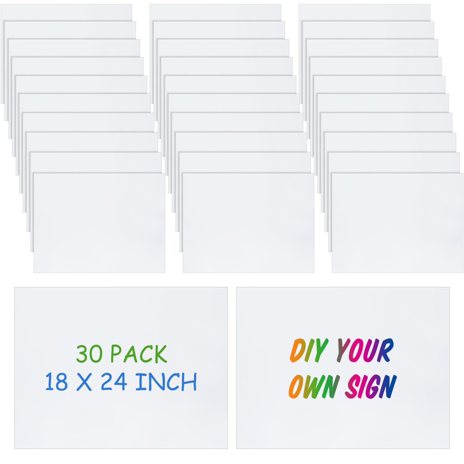 Pangda front view of 30-pack signs showing neat stack and ready-to-use convenience
