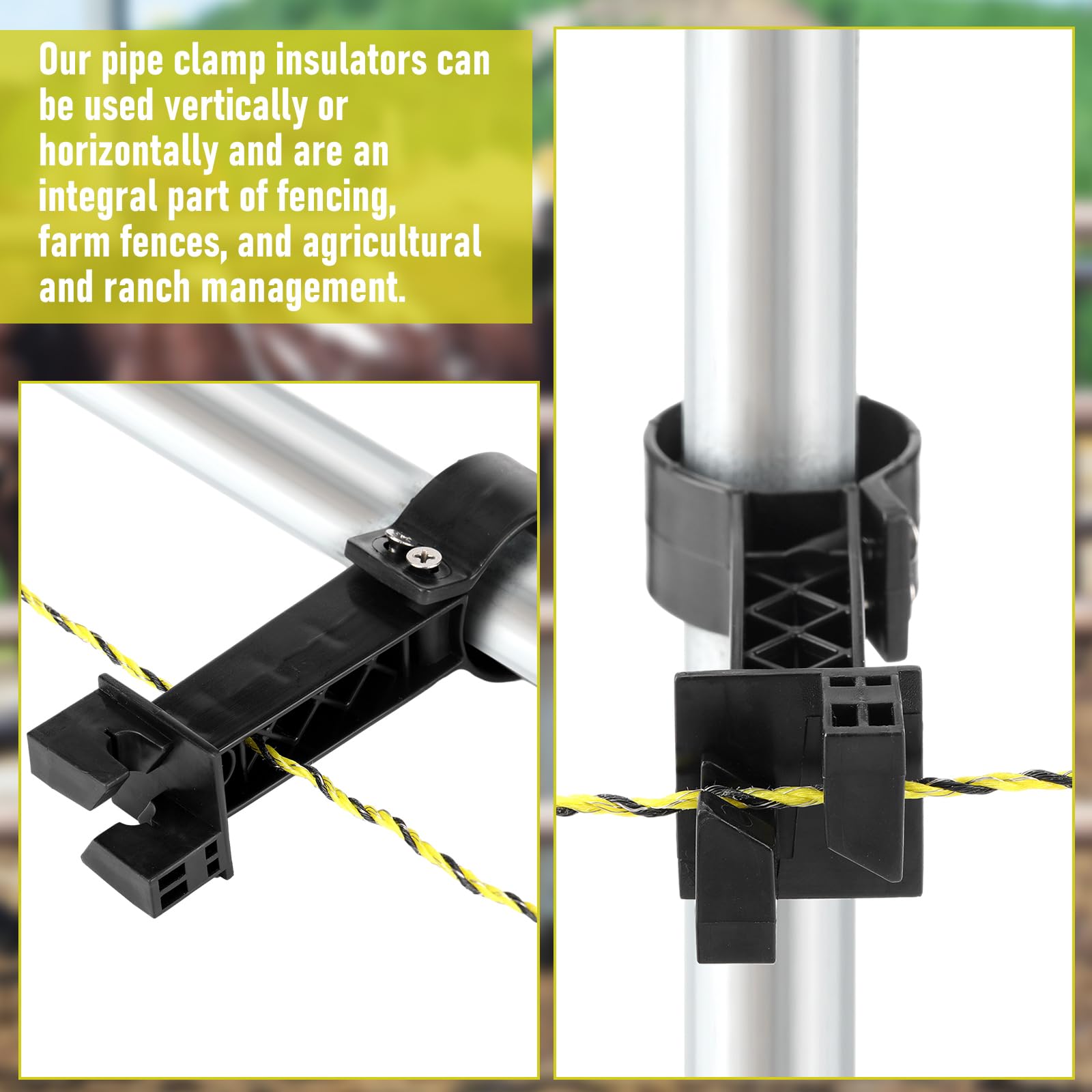 Pangda clamp mounted on round tubing demonstrating secure wire isolation