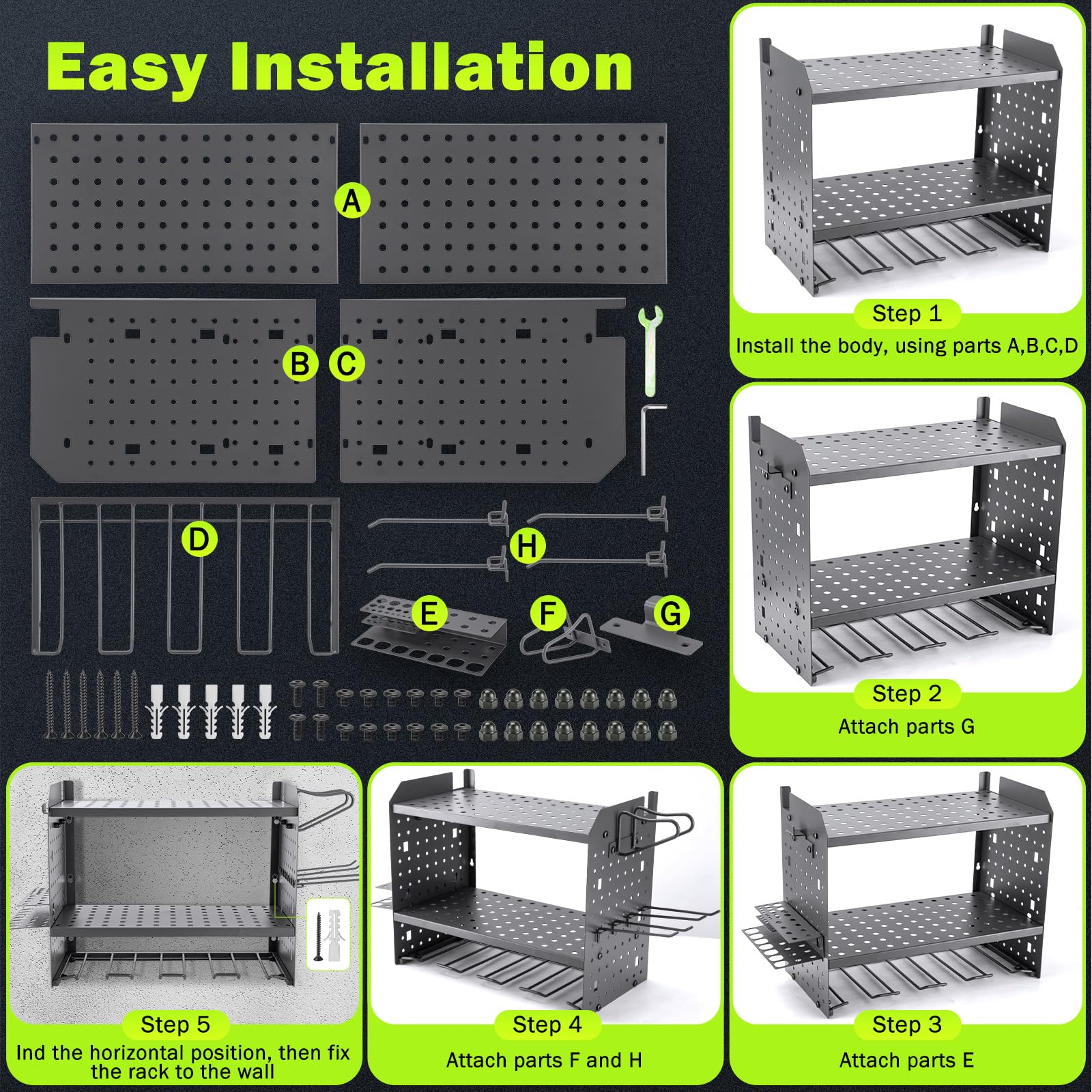 Panggae wall organizer in garage lifestyle scene showing tidy tools and efficient storage