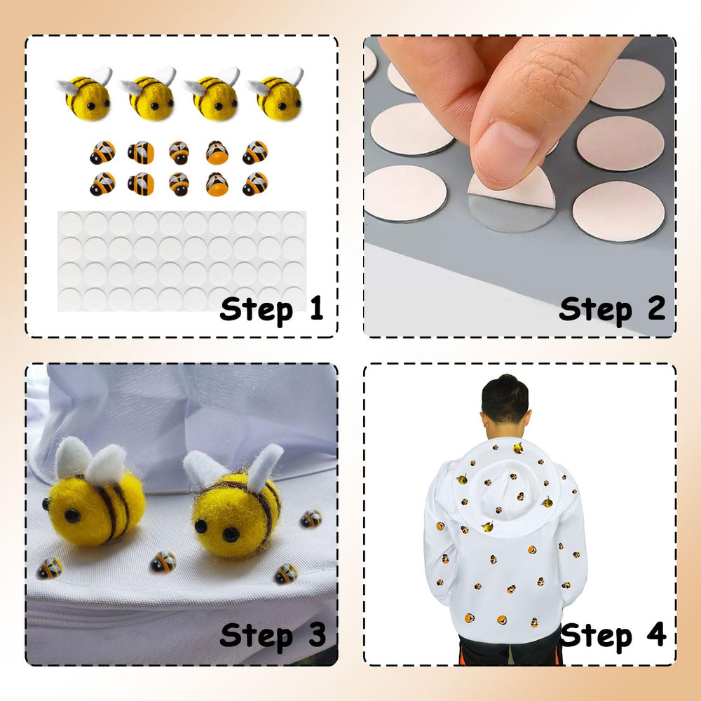 PANMAX felt and wooden bees spread out for easy decorating and teaching use