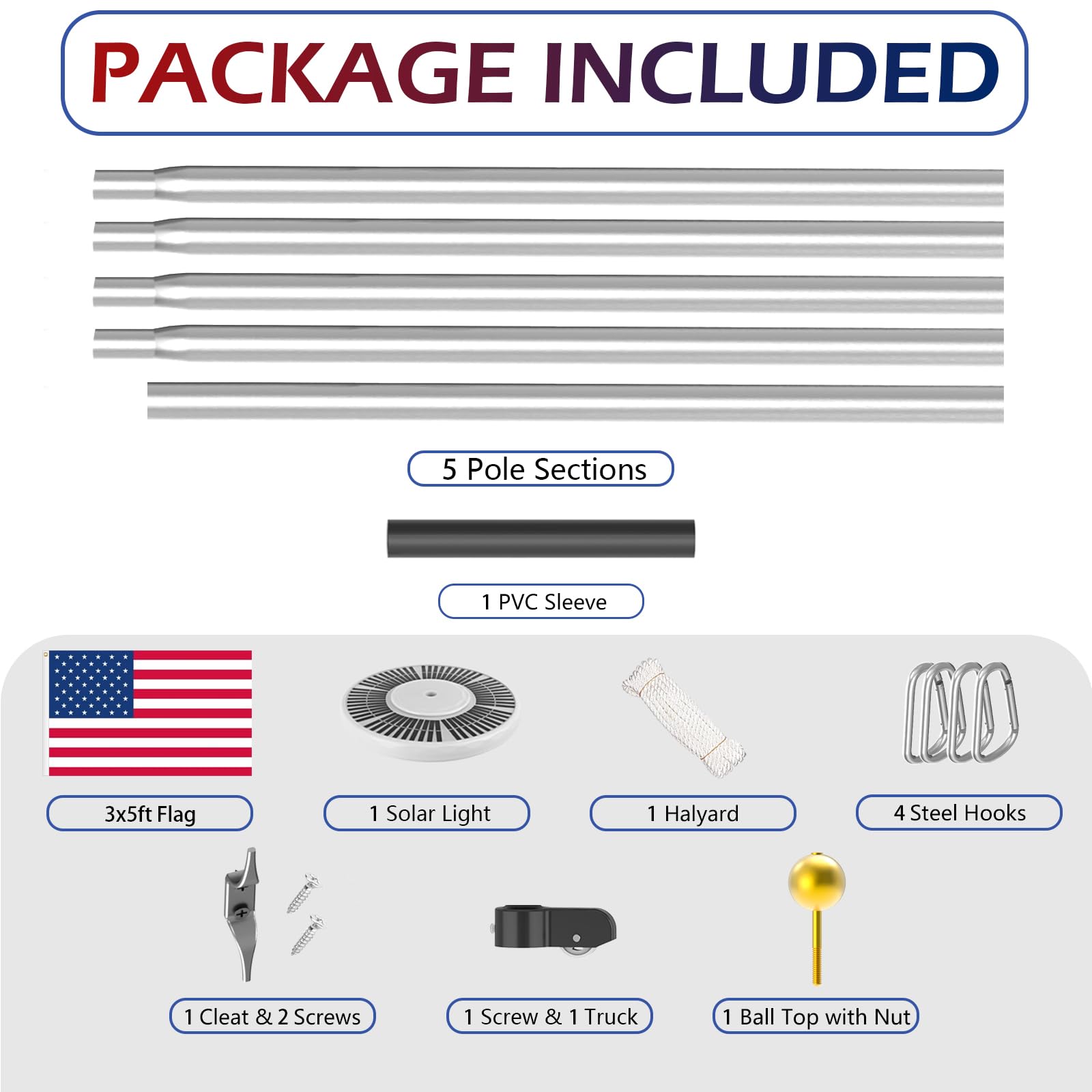 Panopole flag lit by solar LEDs at night showing 10–12 hour visibility