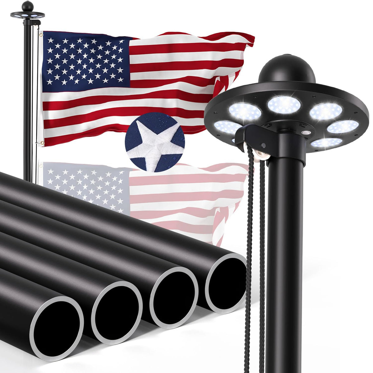 Panopole front view assembled pole showing durable structure and curb appeal