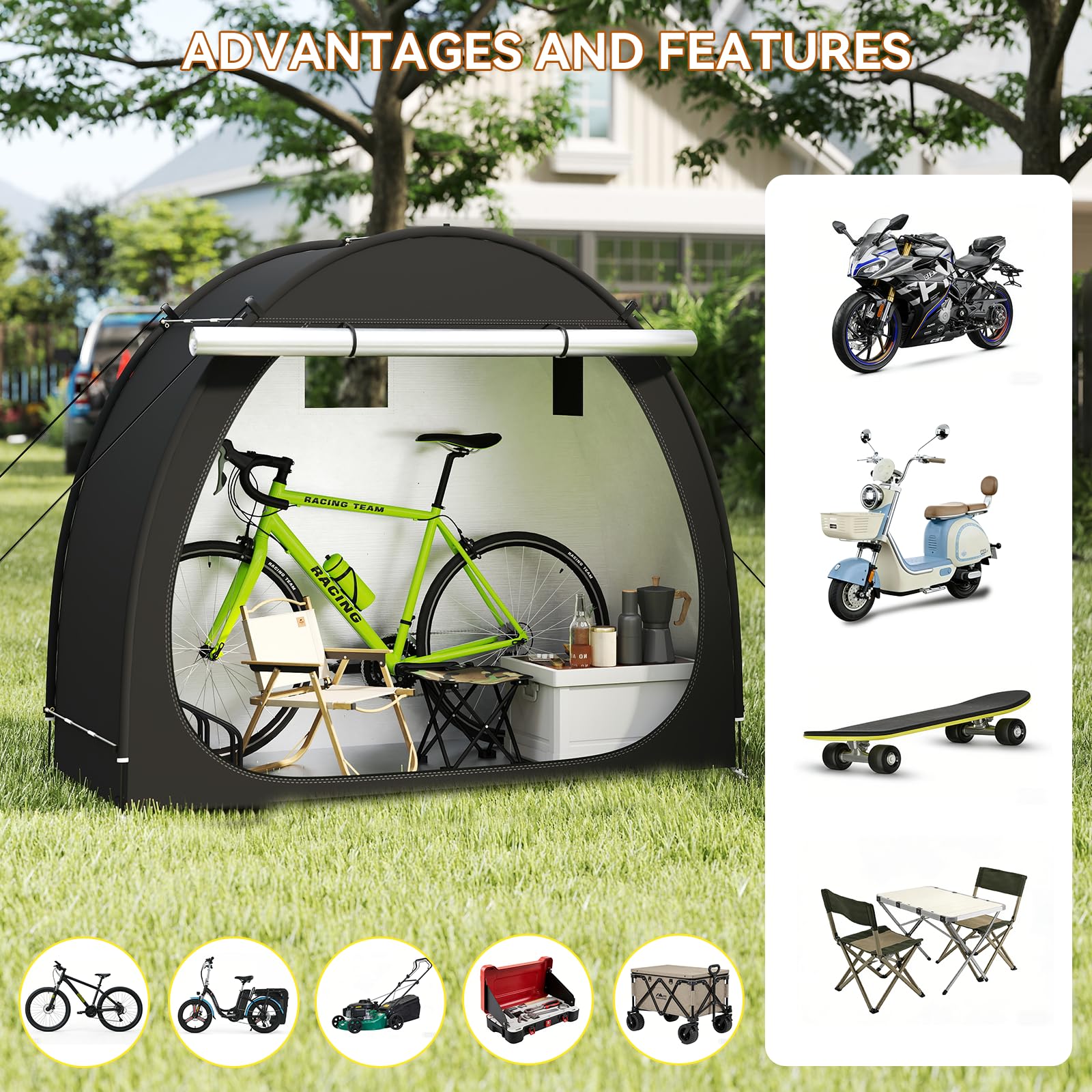 PANTAZO interior holding two e-bikes to show spacious, secure storage