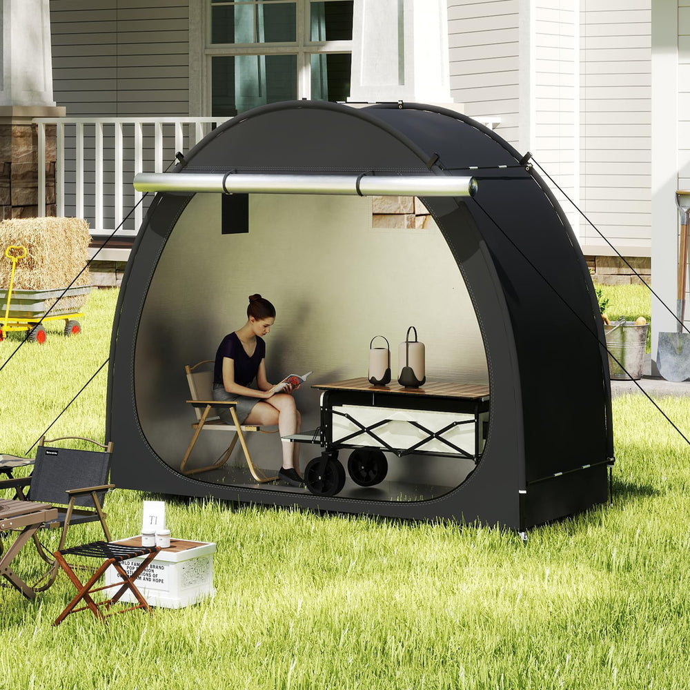 PANTAZO folded tent in carry bag for compact transport and seasonal storage