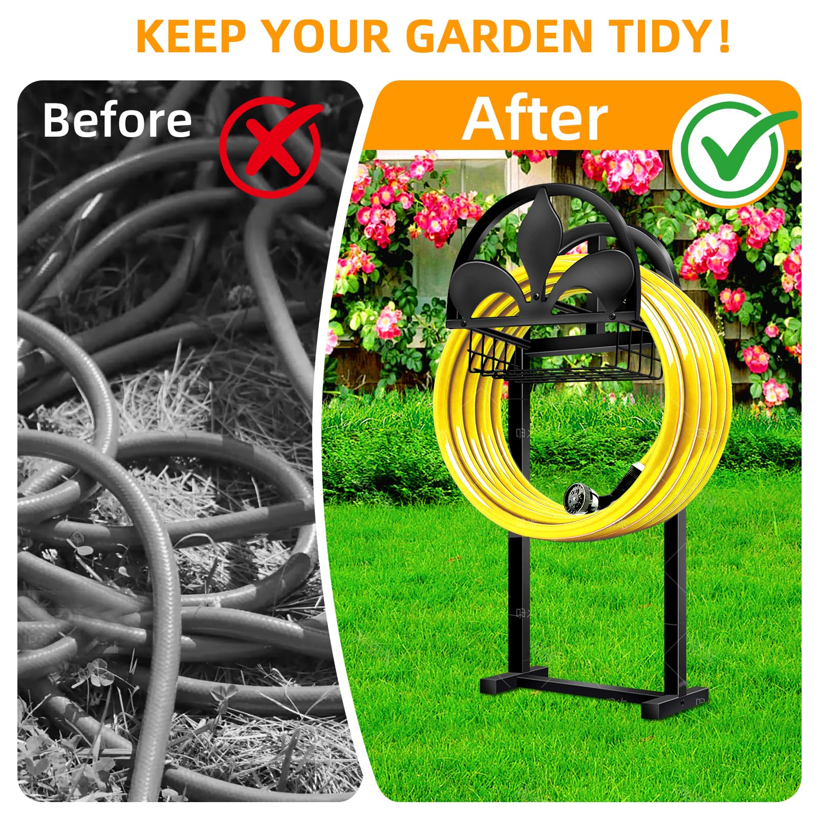 Pantutru basket storage with coiled hose showing organized overflow and tool stowage benefit