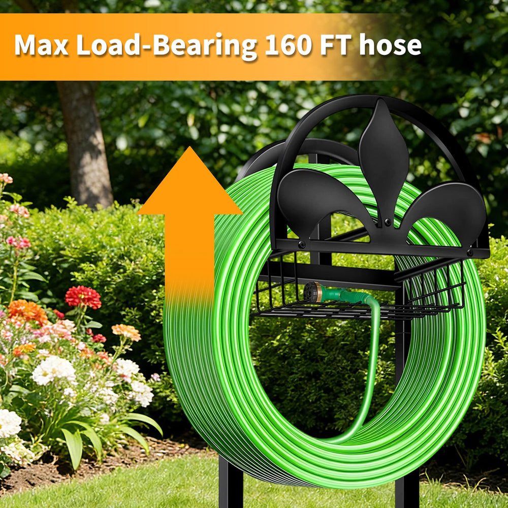Pantutru hose holder in backyard setting showing neat appearance and yard tidiness benefit