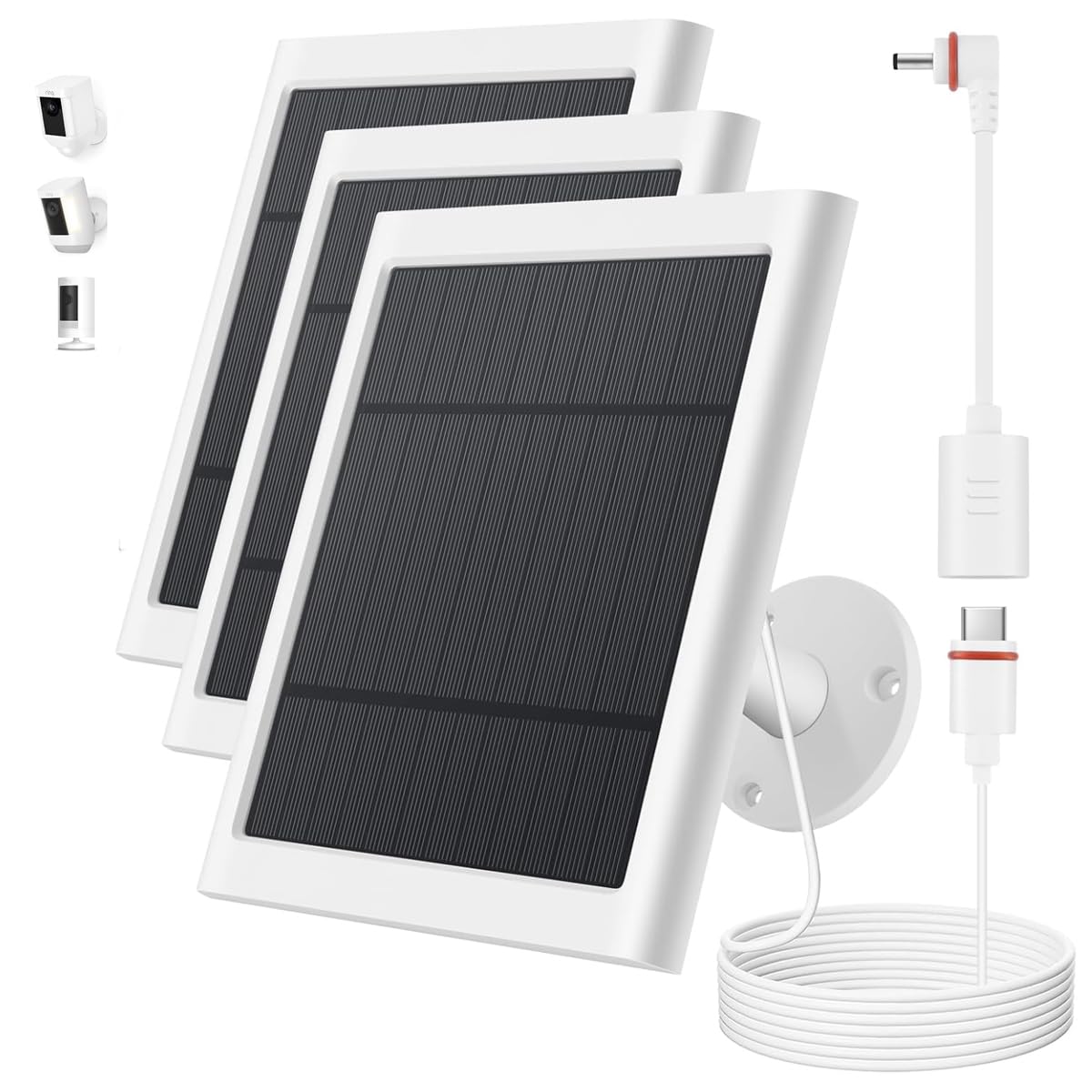 Paodekua front view of three solar panels showing compact kit and quick install benefit