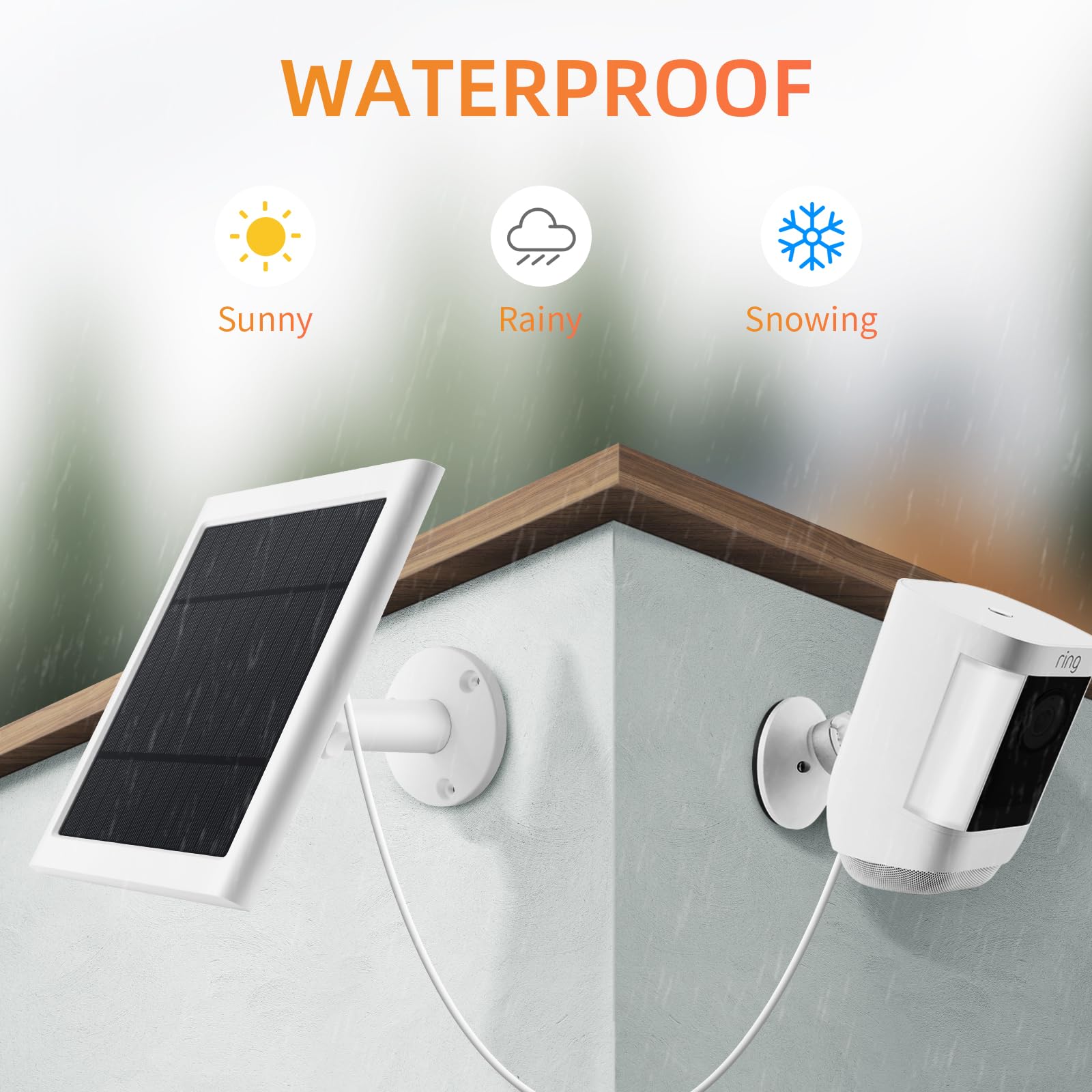 Paodekua solar panel powering Ring Stick Up Cam in outdoor use