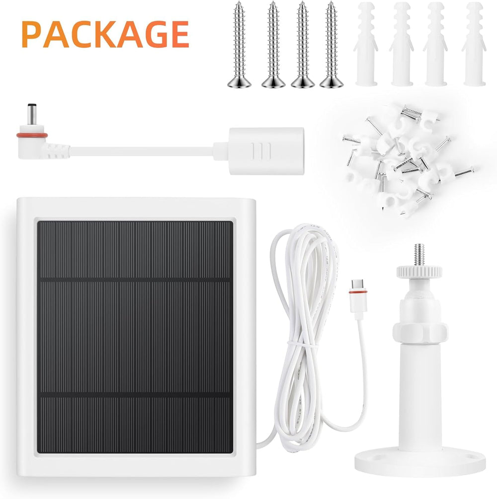 Paodekua solar panel beside Ring camera illustrating scale and easy pairing benefit