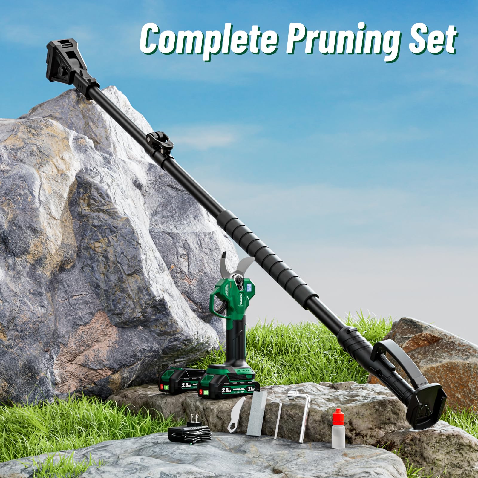 PAOWAFOL handheld mode trimming a shrub for close-quarters accuracy