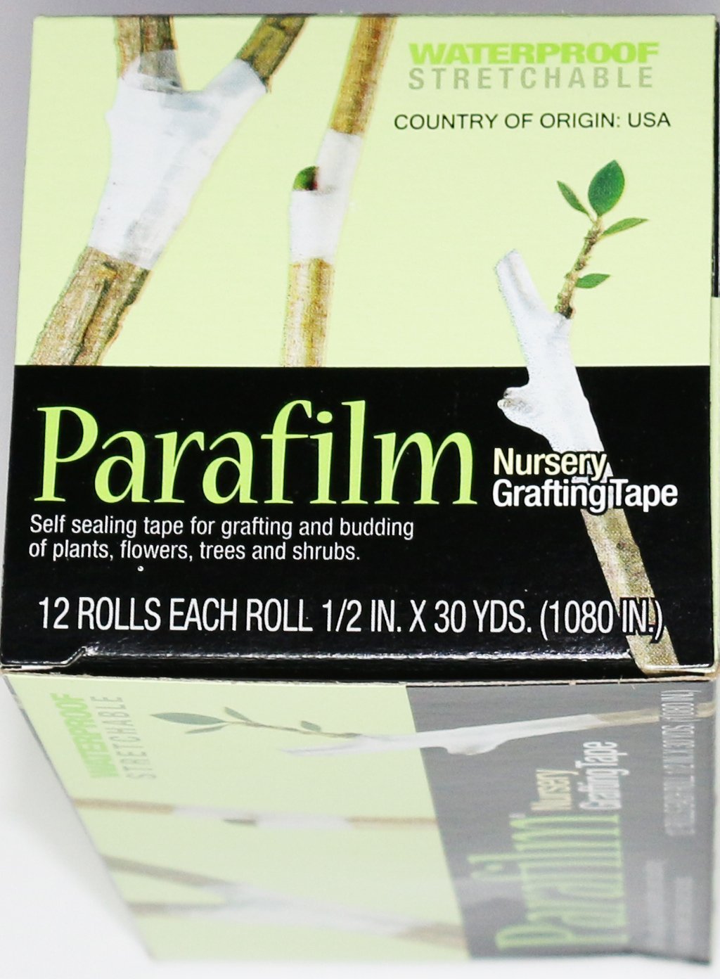 Parafilm close-up texture on tape, brand visible, showing stretchable breathable surface