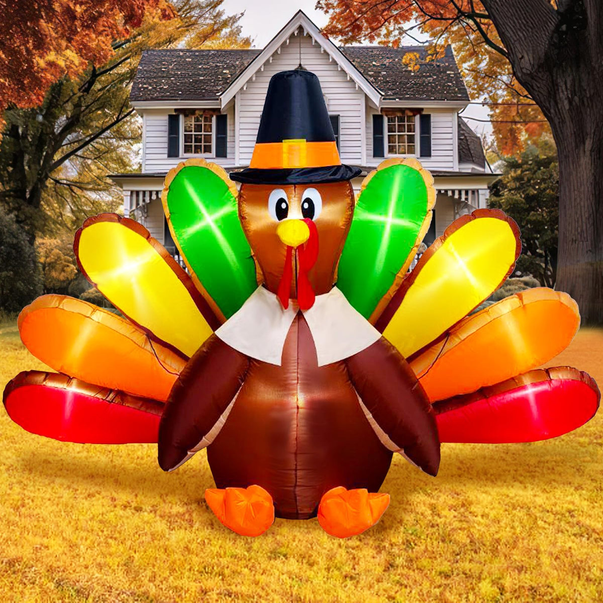 PARAYOYO front view inflatable turkey showing festive design and instant curb appeal