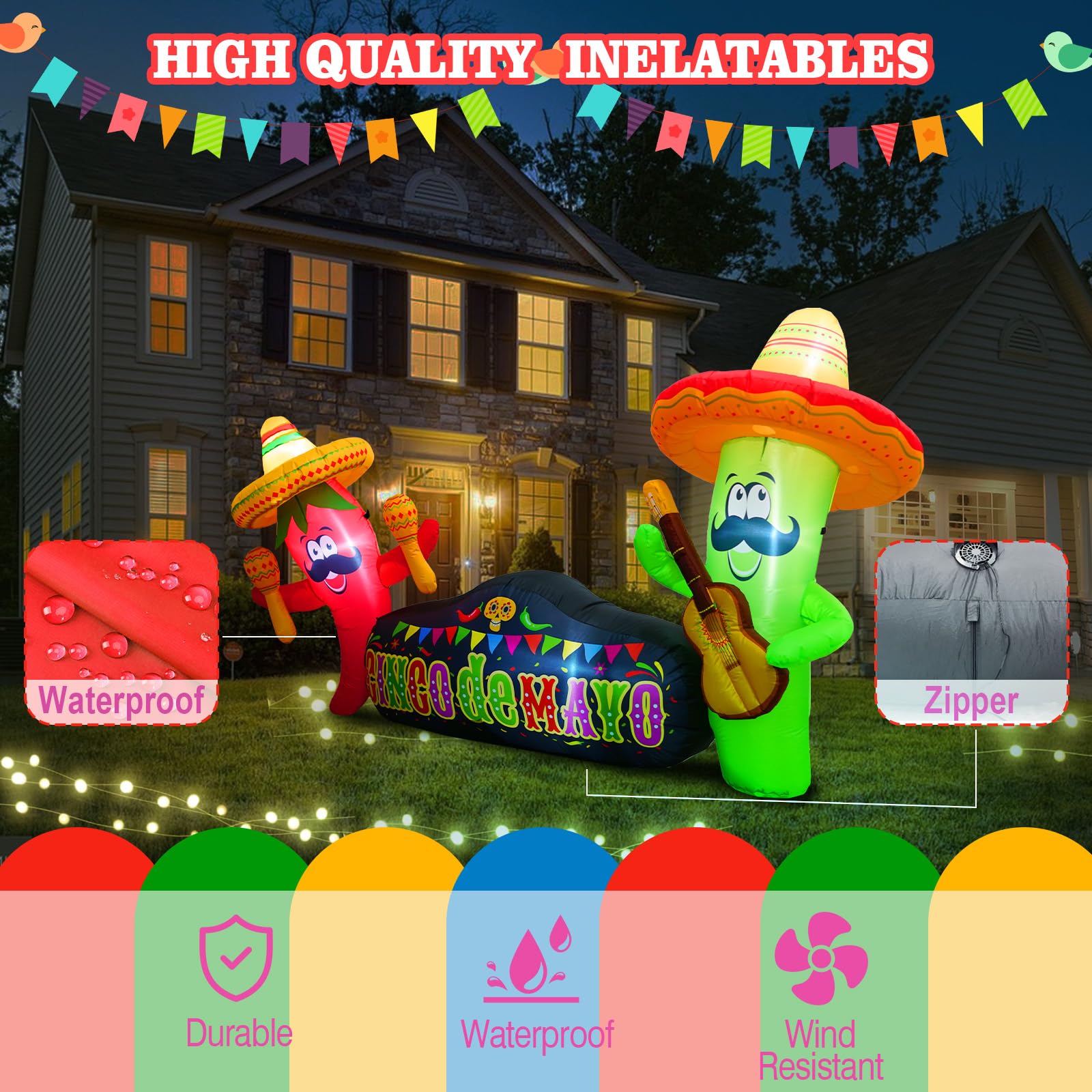 PARAYOYO inflatable guitar and chili maraca showing playful party props in use